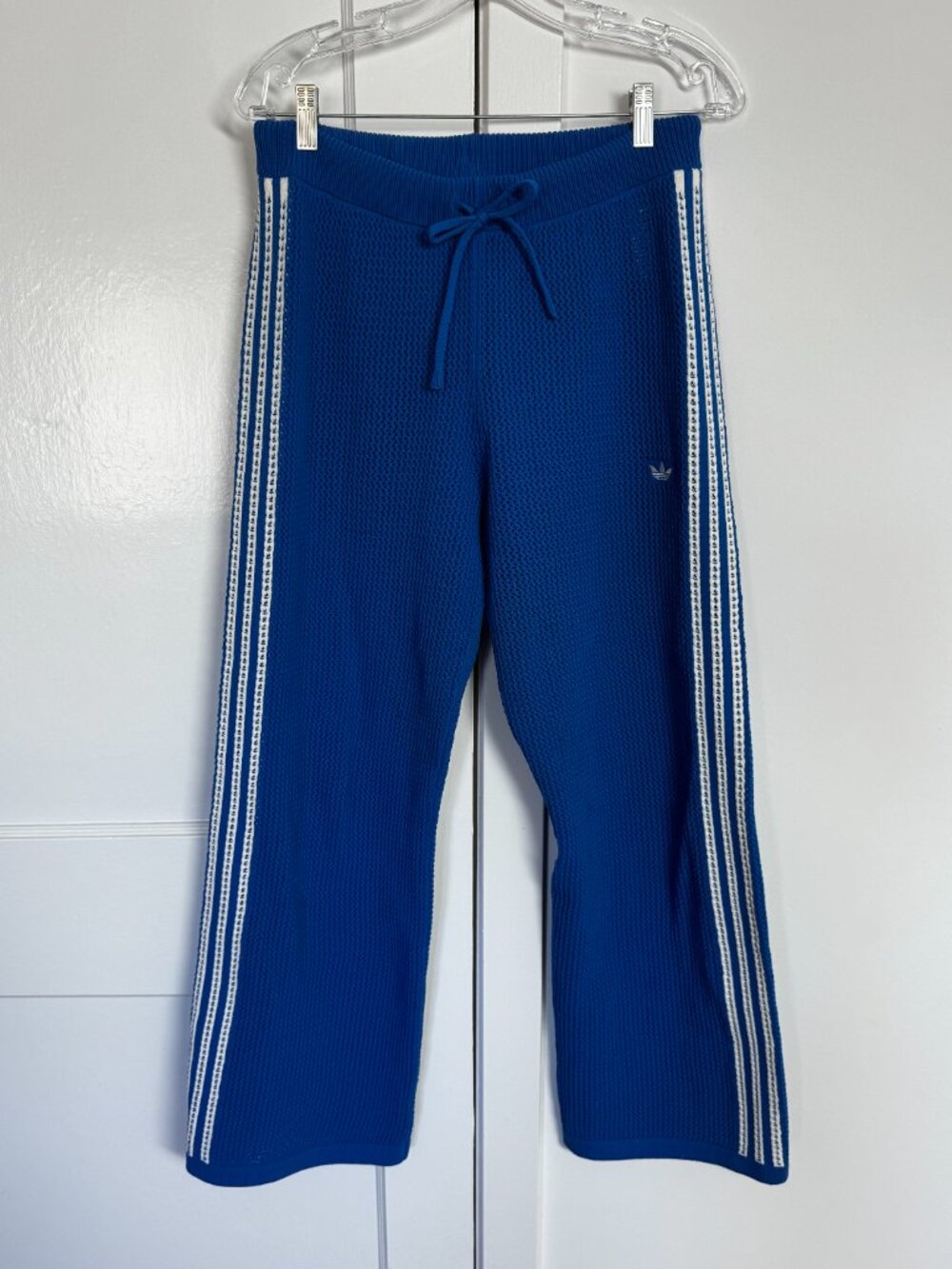 adidas Originals Premium Crochet Track Pants in blue, style JN3620, size M